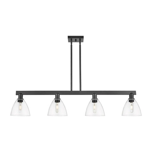 Innovations Bristol 50in 4-Light Island Light | Industrial Matte Black Steel and Clear Glass | Kitchen Island & Dining Room | Model 716-4I-BK-GBD-752