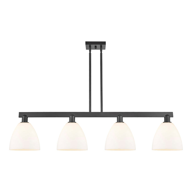Innovations Bristol 52in 4-Light Island Light | Industrial Matte Black Steel and Matte White Glass | Kitchen Island & Dining Room | Model 716-4I-BK-GBD-91