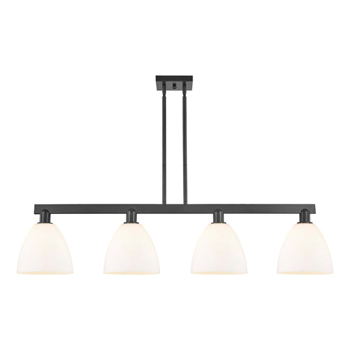 Innovations Bristol 52in 4-Light Island Light | Industrial Matte Black Steel and Matte White Glass | Kitchen Island & Dining Room | Model 716-4I-BK-GBD-91