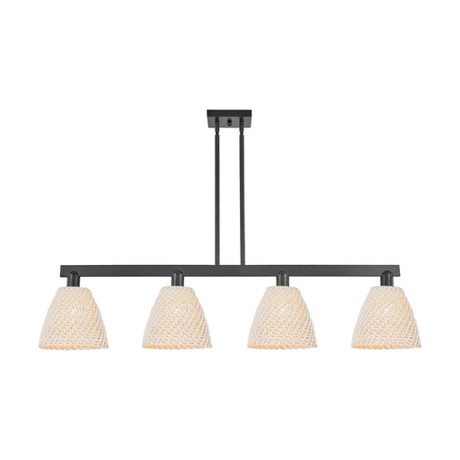 Innovations Bristol Natural 52in 4-Light Island Light | Industrial Matte Black Steel and Natural Fiber | Kitchen Island & | Model 716-4I-BK-NBD-9-NAT