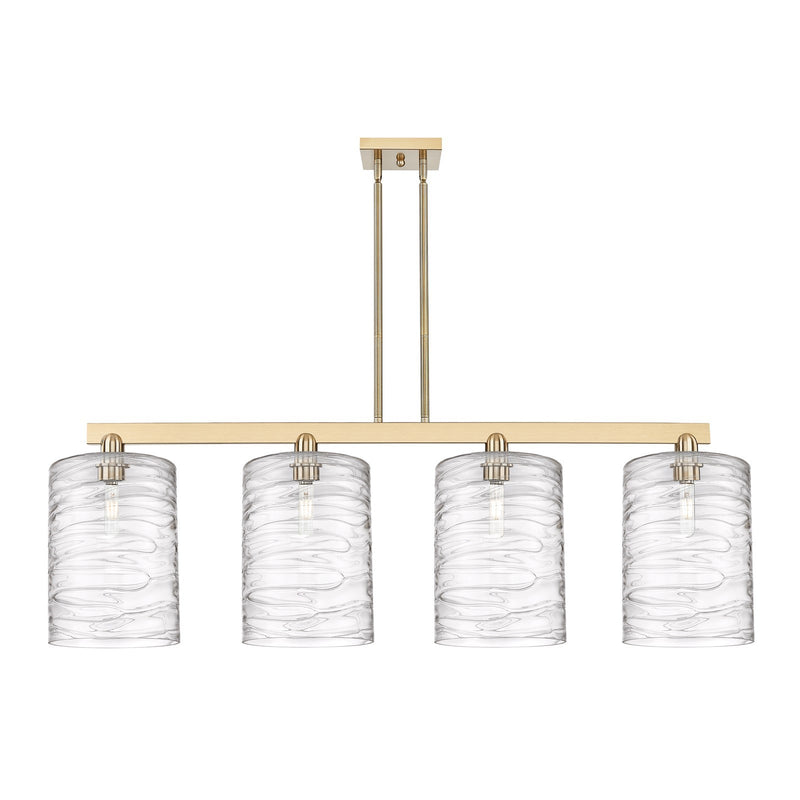 Innovations Cobbleskill 52in 4-Light Island Light | Industrial Champagne Bronze Steel and Deco Swirl Clear Glass | Kitchen | Model 716-4I-CB-G1113-L