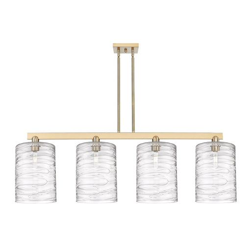 Innovations Cobbleskill 52in 4-Light Island Light | Industrial Champagne Bronze Steel and Deco Swirl Clear Glass | Kitchen | Model 716-4I-CB-G1113-L