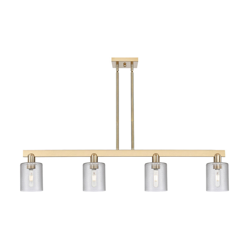 Innovations Cobbleskill 48in 4-Light Island Light | Industrial Champagne Bronze Steel and Clear Glass | Kitchen Island & Dining | Model 716-4I-CB-G112
