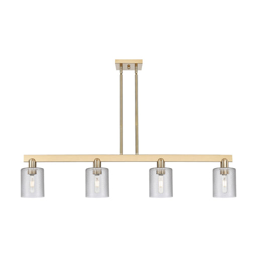 Innovations Cobbleskill 48in 4-Light Island Light | Industrial Champagne Bronze Steel and Clear Glass | Kitchen Island & Dining | Model 716-4I-CB-G112