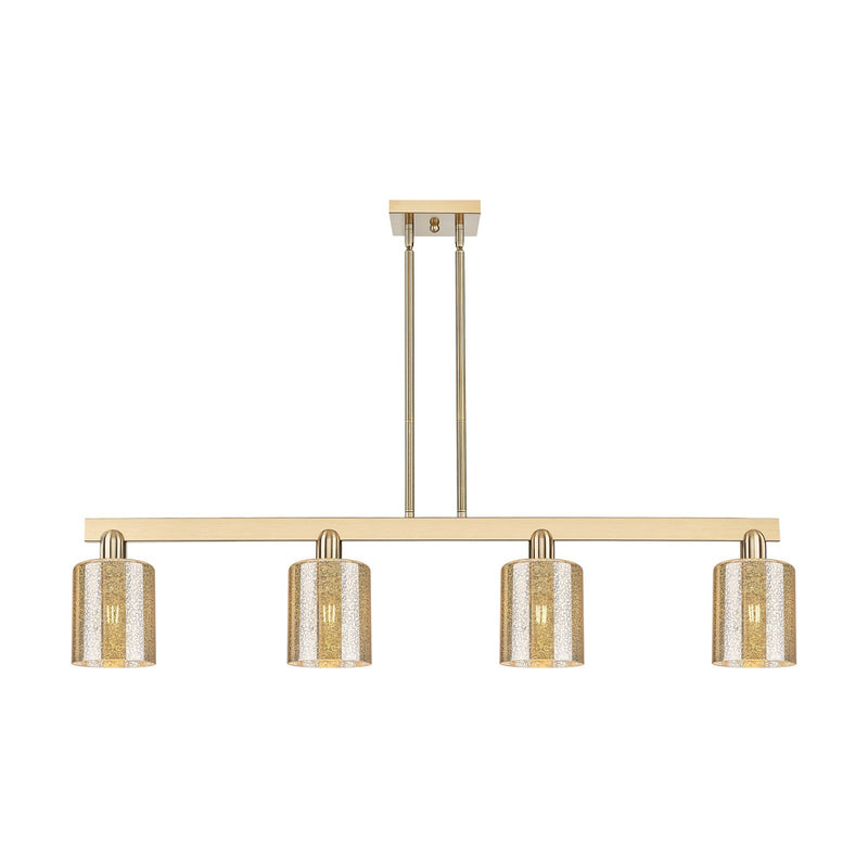 Innovations Cobbleskill 48in 4-Light Island Light | Industrial Champagne Bronze Steel and Mercury Glass | Kitchen Island & Dining | Model 716-4I-CB-G116