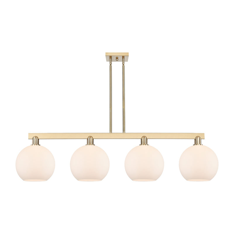 Innovations Athens 53in 4-Light Island Light | Industrial Champagne Bronze Steel and Matte White Glass | Kitchen Island & Dining | Model 716-4I-CB-G121-10