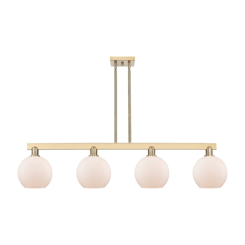 Innovations Athens 51in 4-Light Island Light | Industrial Champagne Bronze Steel and Matte White Glass | Kitchen Island & Dining | Model 716-4I-CB-G121-8