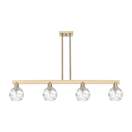 Innovations Athens Deco Swirl 48in 4-Light Island Light | Industrial Champagne Bronze Steel and Clear Glass | Kitchen Island & | Model 716-4I-CB-G1213-6CL