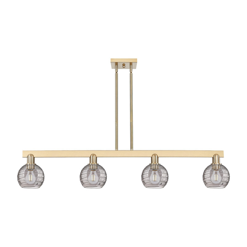 Innovations Athens Deco Swirl 48.625in 4-Light Island Light | Industrial Champagne Bronze Steel and Light Smoke Glass | Model 716-4I-CB-G1213-6SM
