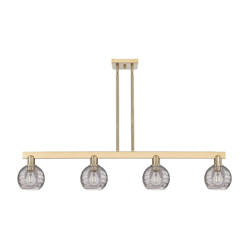Innovations Athens Deco Swirl 48.625in 4-Light Island Light | Industrial Champagne Bronze Steel and Light Smoke Glass | Model 716-4I-CB-G1213-6SM