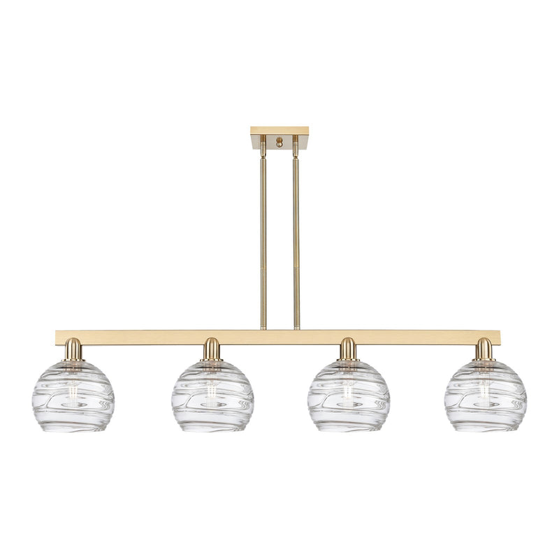 Innovations Athens Deco Swirl 51in 4-Light Island Light | Industrial Champagne Bronze Steel and Clear Deco Swirl Glass | Model 716-4I-CB-G1213-8CL