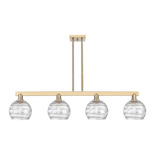 Innovations Athens Deco Swirl 51in 4-Light Island Light | Industrial Champagne Bronze Steel and Clear Deco Swirl Glass | Model 716-4I-CB-G1213-8CL