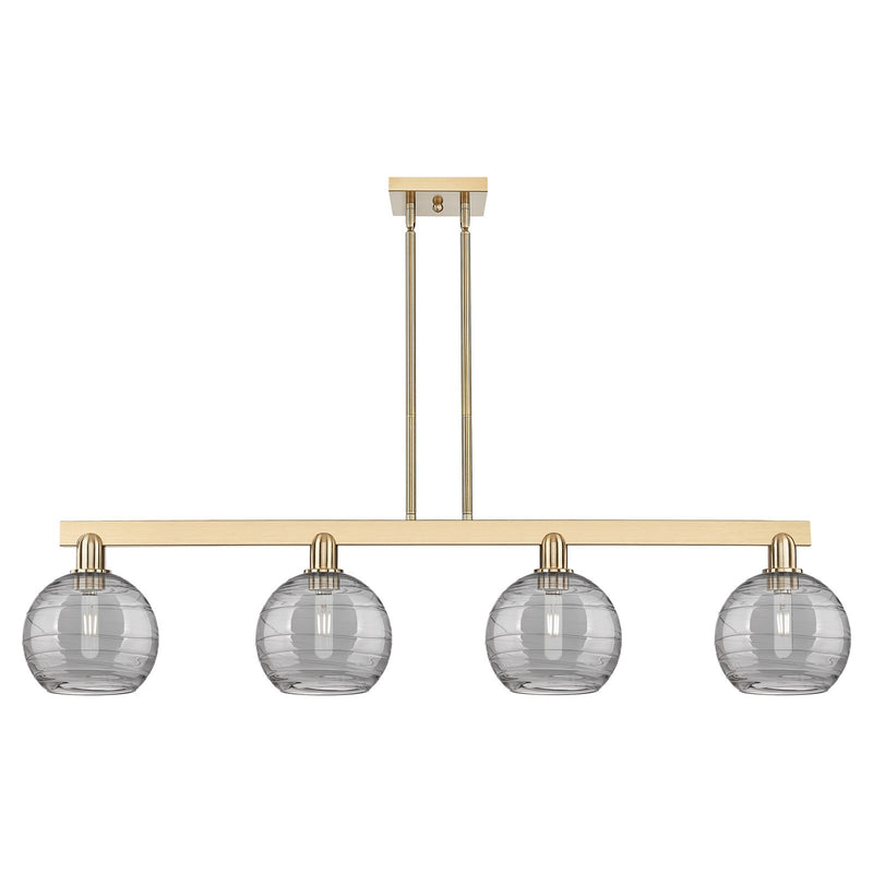 Innovations Athens Deco Swirl 51in 4-Light Island Light | Industrial Champagne Bronze Steel and Light Smoke Glass | Kitchen | Model 716-4I-CB-G1213-8SM