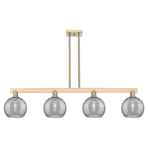 Innovations Athens Deco Swirl 51in 4-Light Island Light | Industrial Champagne Bronze Steel and Light Smoke Glass | Kitchen | Model 716-4I-CB-G1213-8SM