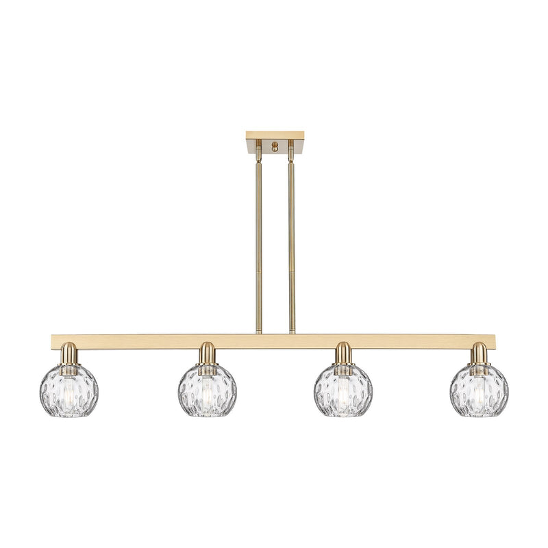 Innovations Athens 49in 4-Light Island Light | Industrial Champagne Bronze Steel and Clear Water Glass | Kitchen Island & Dining | Model 716-4I-CB-G1215-6