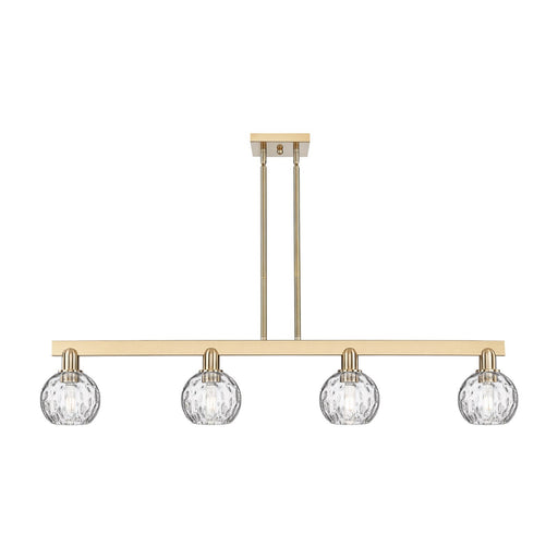 Innovations Athens 49in 4-Light Island Light | Industrial Champagne Bronze Steel and Clear Water Glass | Kitchen Island & Dining | Model 716-4I-CB-G1215-6