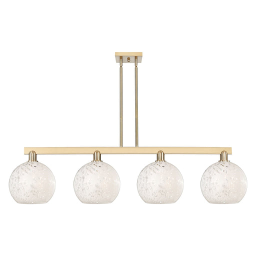 Innovations Lighting White Mouchette 53in 4-Light Island Light | Industrial Champagne Bronze Steel and White Glass | Kitchen | Model 716-4I-CB-G1216-10WM