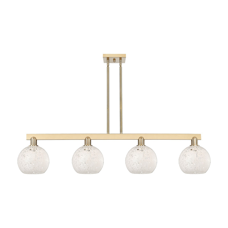 Innovations Lighting Arcadia 51in 4-Light Island Light | Industrial Champagne Bronze Steel and White Mouchette Glass | Kitchen | Model 716-4I-CB-G1216-8WM