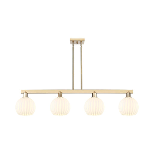 Innovations Lighting White Venetian 48in 4-Light Island Light | Art Nouveau Champagne Bronze Steel and White Venetian Glass | Model 716-4I-CB-G1217-8WV