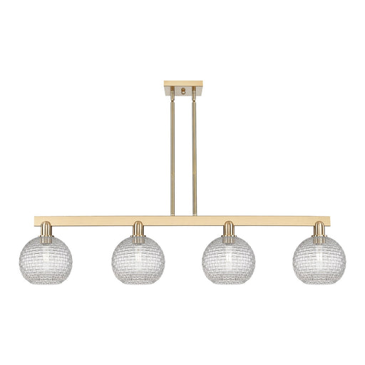 Innovations Athens 51in 4-Light Island Light | Industrial Champagne Bronze Steel and Clear Basket Weave Glass | Kitchen Island | Model 716-4I-CB-G122C-8CL