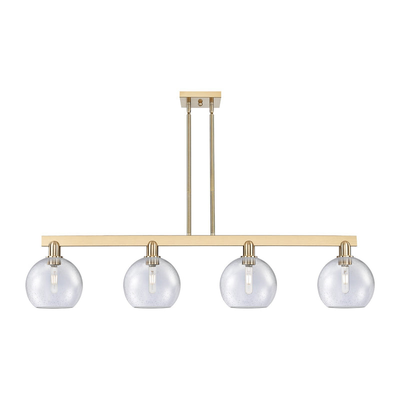 Innovations Athens 51in 4-Light Island Light | Industrial Champagne Bronze Steel and Seedy Glass | Kitchen Island & Dining Room | Model 716-4I-CB-G124-8