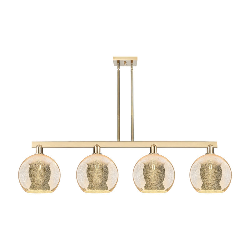Innovations Athens 53in 4-Light Island Light | Industrial Champagne Bronze Steel and Mercury Glass | Kitchen Island & Dining | Model 716-4I-CB-G128-10