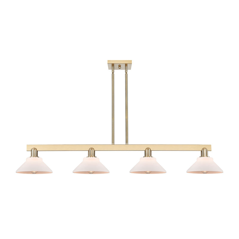 Innovations Orwell 51in 4-Light Island Light | Industrial Champagne Bronze Steel and Matte White Glass | Kitchen Island & Dining | Model 716-4I-CB-G131