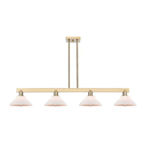 Innovations Orwell 51in 4-Light Island Light | Industrial Champagne Bronze Steel and Matte White Glass | Kitchen Island & Dining | Model 716-4I-CB-G131