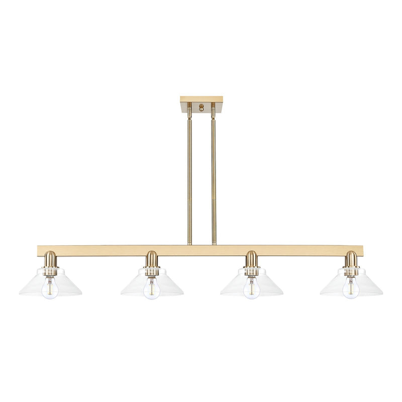 Innovations Orwell 51in 4-Light Island Light | Industrial Champagne Bronze Steel and Clear Cone Glass | Kitchen Island & Dining | Model 716-4I-CB-G132