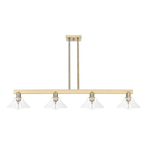 Innovations Orwell 51in 4-Light Island Light | Industrial Champagne Bronze Steel and Clear Cone Glass | Kitchen Island & Dining | Model 716-4I-CB-G132