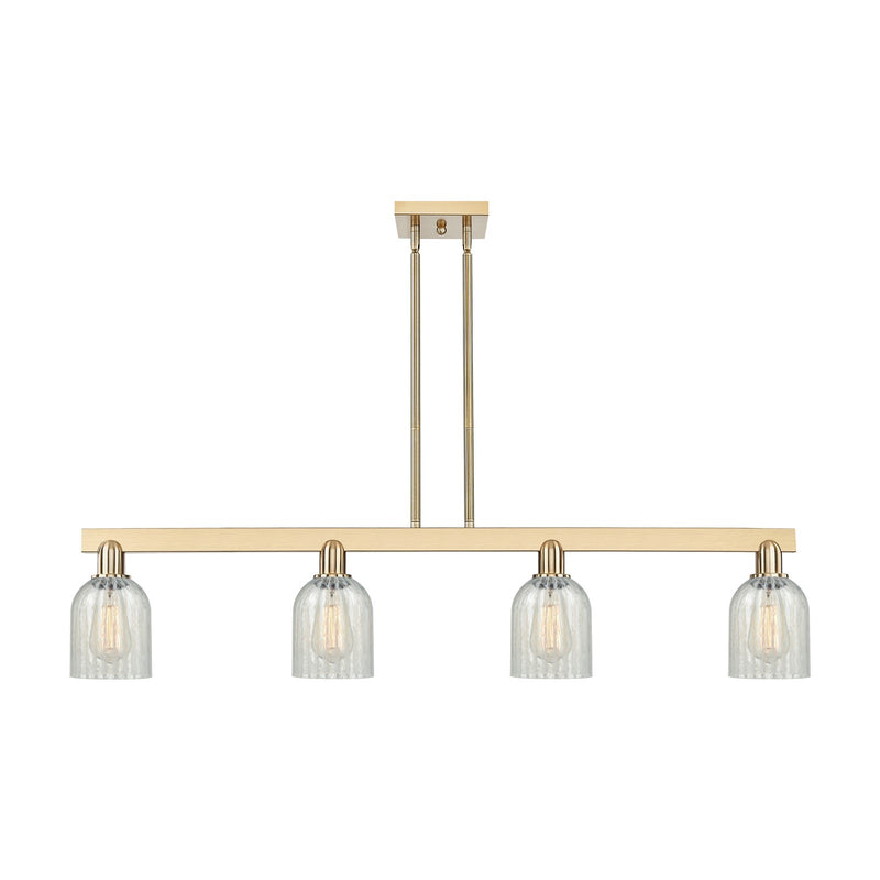 Innovations Caledonia 48in 4-Light Island Light | Industrial Champagne Bronze Steel and Mouchette Glass | Kitchen Island & Dining | Model 716-4I-CB-G2511