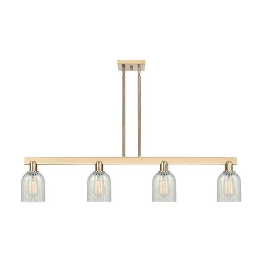 Innovations Caledonia 48in 4-Light Island Light | Industrial Champagne Bronze Steel and Mouchette Glass | Kitchen Island & Dining | Model 716-4I-CB-G2511