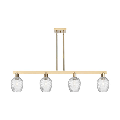 Innovations Salina 48.5in 4-Light Island Light | Industrial Champagne Bronze Steel and Clear Spiral Fluted Glass | Kitchen Island & | Model 716-4I-CB-G292
