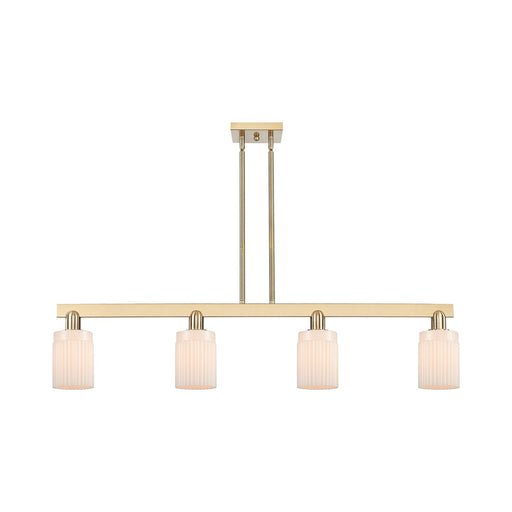 Innovations Hadley 47in 4-Light Island Light | Industrial Champagne Bronze Steel and Matte White Ribbed Glass | Kitchen Island & | Model 716-4I-CB-G341