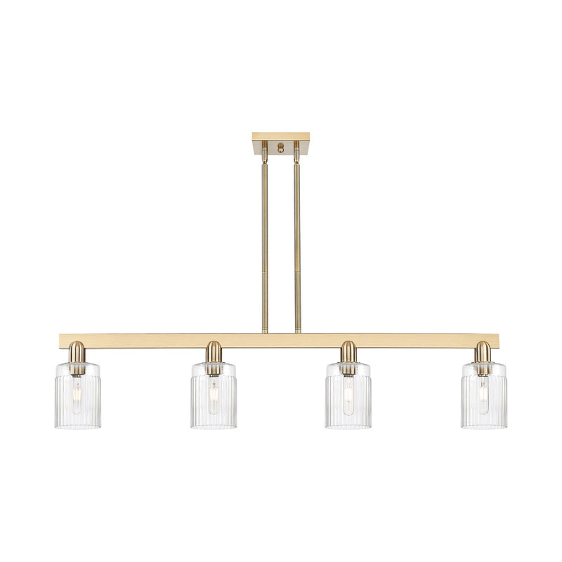 Innovations Hadley 47in 4-Light Island Light | Industrial Champagne Bronze Steel and Clear Ribbed Glass | Kitchen Island | Model 716-4I-CB-G342