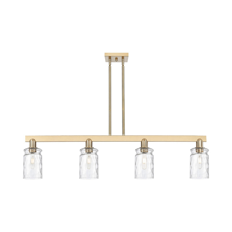 Innovations Candor 48in 4-Light Island Light | Industrial Champagne Bronze Steel and Clear Waterglass Glass | Kitchen Island | Model 716-4I-CB-G352