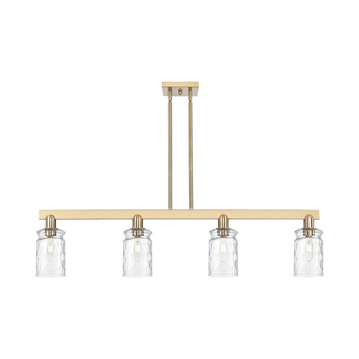Innovations Candor 48in 4-Light Island Light | Industrial Champagne Bronze Steel and Clear Waterglass Glass | Kitchen Island | Model 716-4I-CB-G352