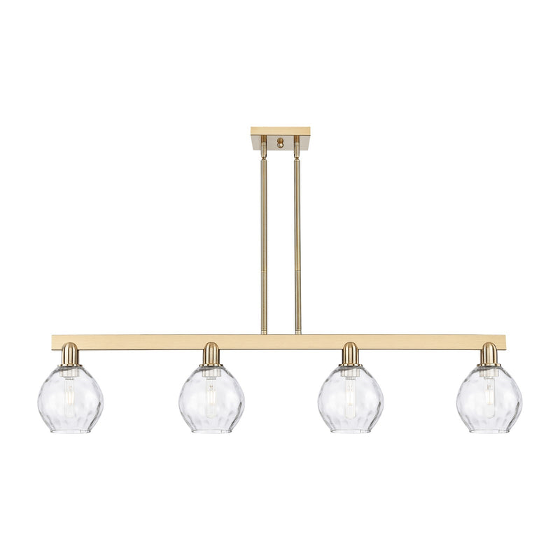 Innovations Waverly 49in 4-Light Island Light | Industrial Champagne Bronze Steel and Clear Glass | Kitchen Island & Dining Room | Model 716-4I-CB-G362