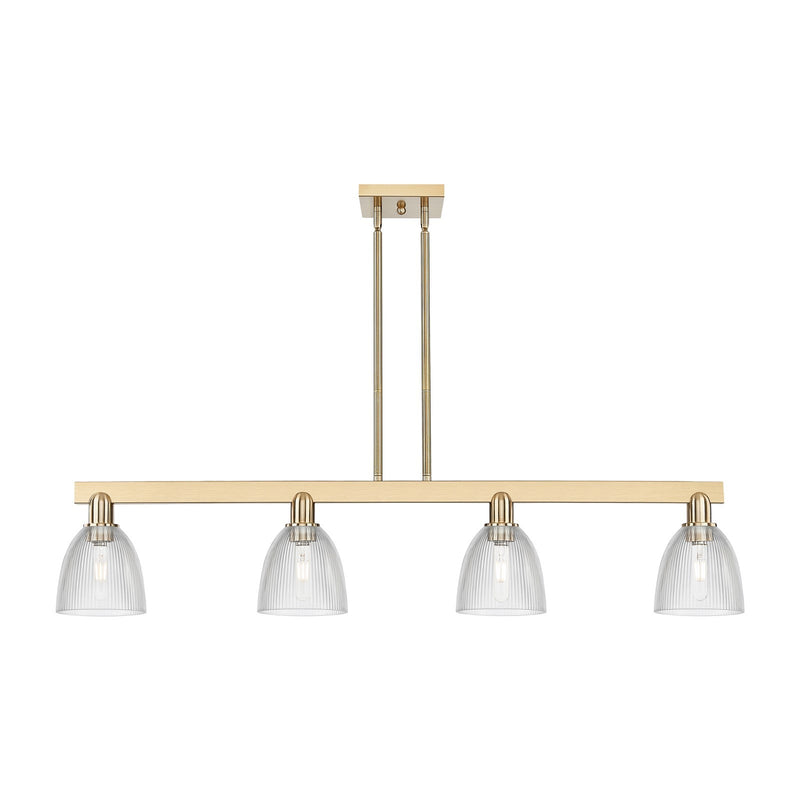 Innovations Castile 49in 4-Light Island Light | Industrial Champagne Bronze Steel and Clear Glass | Kitchen Island & Dining Room | Model 716-4I-CB-G382