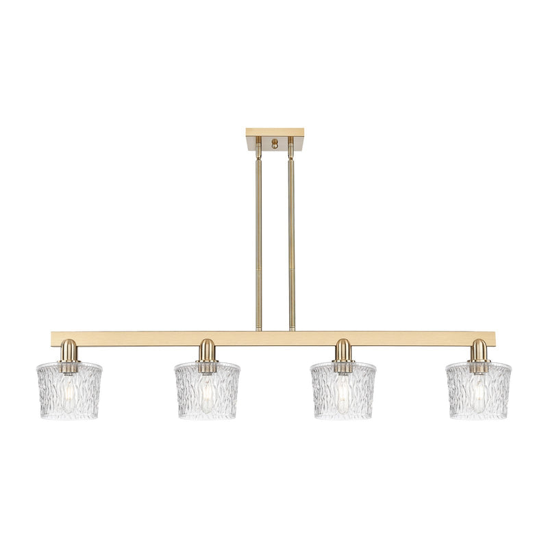 Innovations Niagara 49in 4-Light Island Light | Industrial Champagne Bronze Steel and Clear Glass | Kitchen Island & Dining Room | Model 716-4I-CB-G402