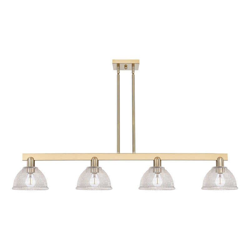 Innovations Arietta 51in 4-Light Island Light | Industrial Champagne Bronze Steel and Clear Glass | Kitchen Island & Dining Room | Model 716-4I-CB-G422