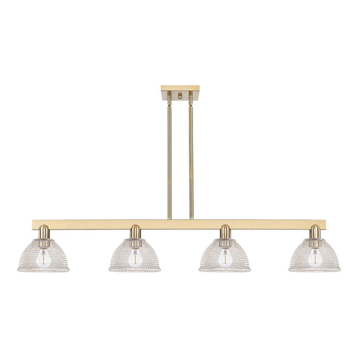 Innovations Arietta 51in 4-Light Island Light | Industrial Champagne Bronze Steel and Clear Glass | Kitchen Island & Dining Room | Model 716-4I-CB-G422