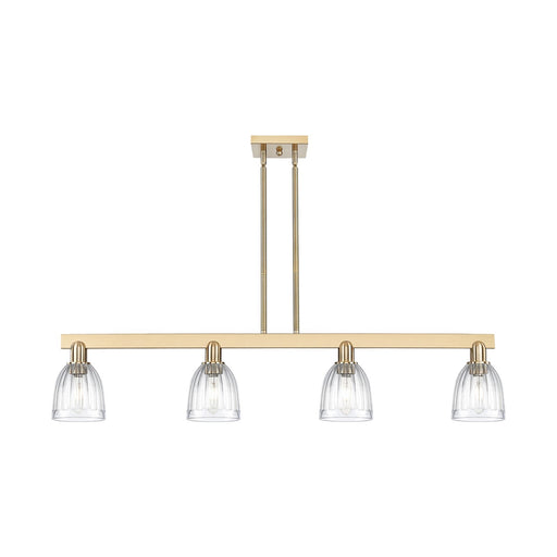 Innovations Brookfield 49in 4-Light Island Light | Industrial Champagne Bronze Steel and Clear Ribbed Glass | Kitchen Island & | Model 716-4I-CB-G442