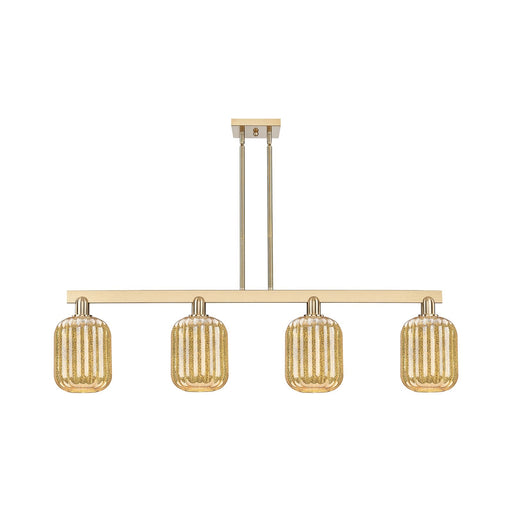 Innovations Preston Cylinder 49.5in 4-Light Island Light | Industrial Champagne Bronze Steel and Mercury Glass | Kitchen Island | Model 716-4I-CB-G460-7ME