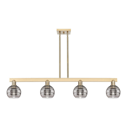 Innovations Rochester 49in 4-Light Island Light | Industrial Champagne Bronze Steel and Light Smoke Glass | Kitchen Island & | Model 716-4I-CB-G556-6SM