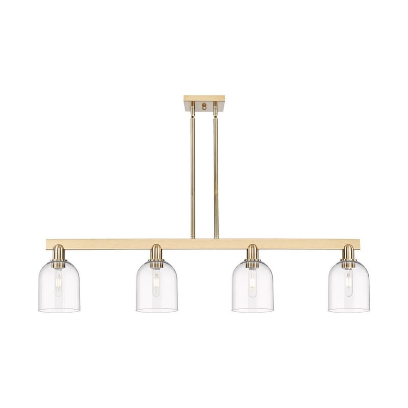 Innovations Bella 48in 4-Light Island Light | Industrial Champagne Bronze Steel and Clear Bell Glass | Kitchen Island & Dining | Model 716-4I-CB-G558-6CL
