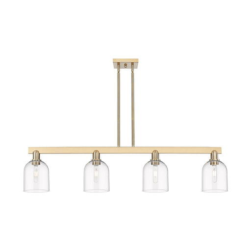 Innovations Bella 48in 4-Light Island Light | Industrial Champagne Bronze Steel and Clear Bell Glass | Kitchen Island & Dining | Model 716-4I-CB-G558-6CL