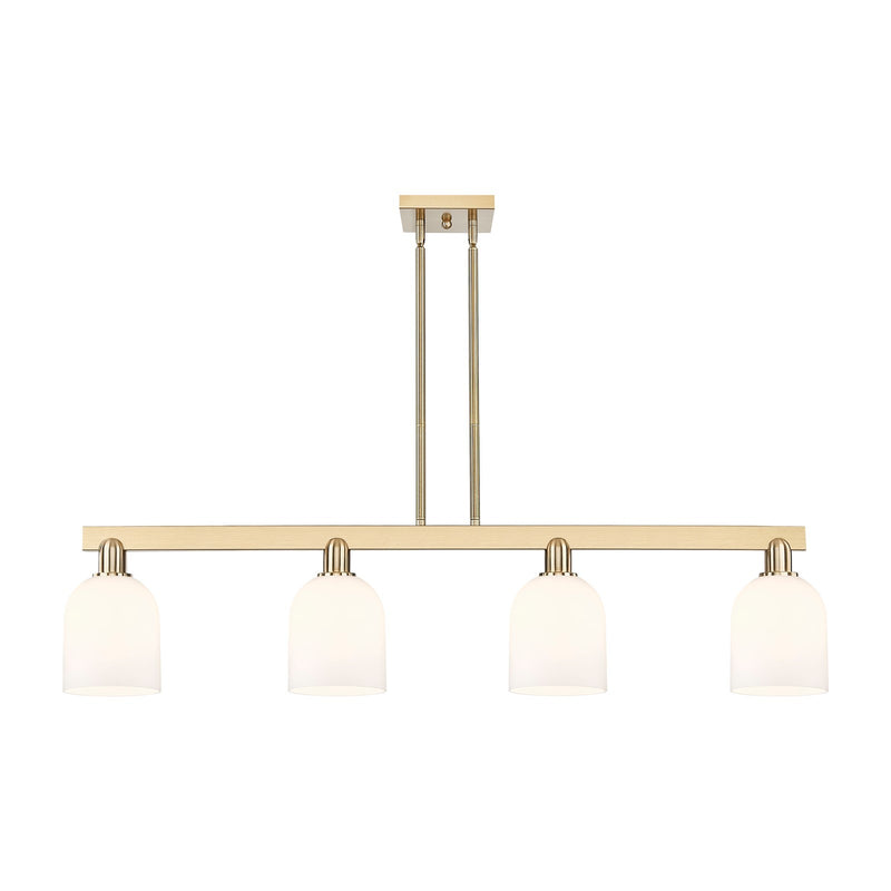 Innovations Bella 48in 4-Light Island Light | Industrial Champagne Bronze Steel and White Glass | Kitchen Island & Dining Room | Model 716-4I-CB-G558-6GWH