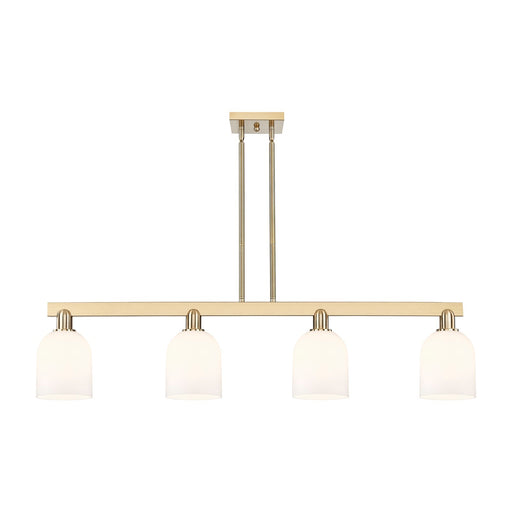 Innovations Bella 48in 4-Light Island Light | Industrial Champagne Bronze Steel and White Glass | Kitchen Island & Dining Room | Model 716-4I-CB-G558-6GWH