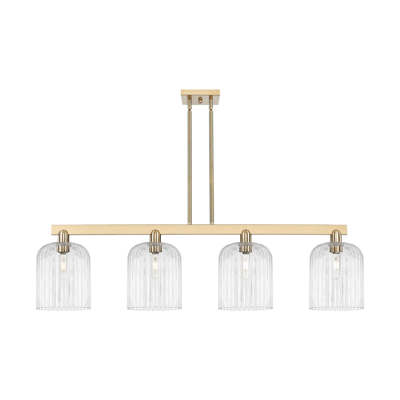 Innovations Bridal Veil 51in 4-Light Island Light | Industrial Champagne Bronze Steel and Clear Ribbed Glass | Kitchen Island & | Model 716-4I-CB-G559-8CL
